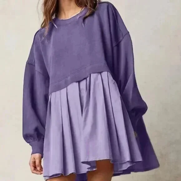 Purple Long Sleeve Sweater Dress - Picture 4 of 4